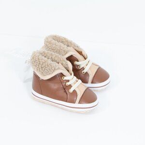 *Little Me Babys Brown Leather Sneakers